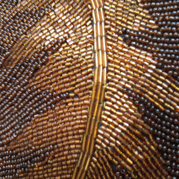 Brown/antique gold beaded evening bag (8 1/4" w by 5" h by 1 1/2" deep) - Picture 3 of 8